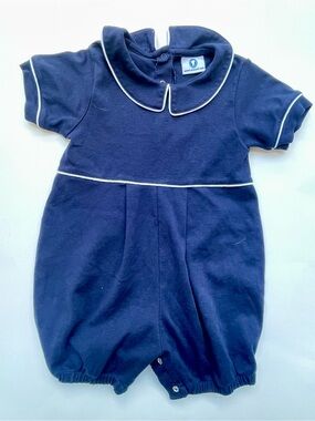 Classic Baby Boy Shortall Romper Navy, White 18 Months